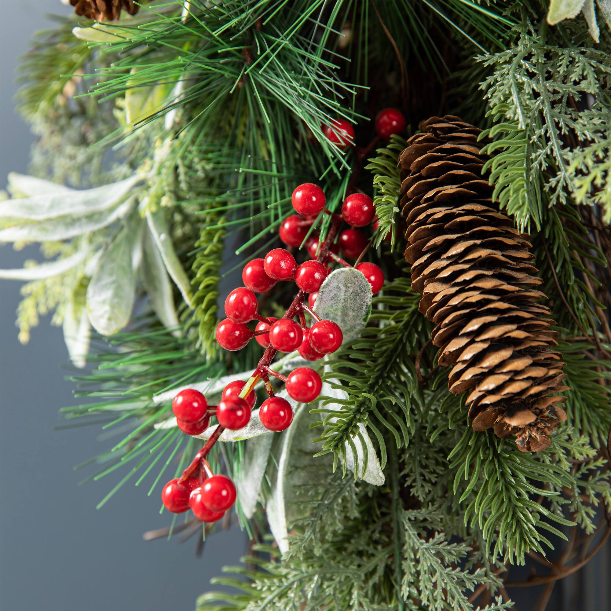 Glitzhome® 26" Berry, Pinecone & Bell Teardrop
